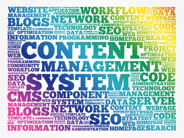 Cms Content Management System Wort Cloud Geschäftskonzept — Stockvektor