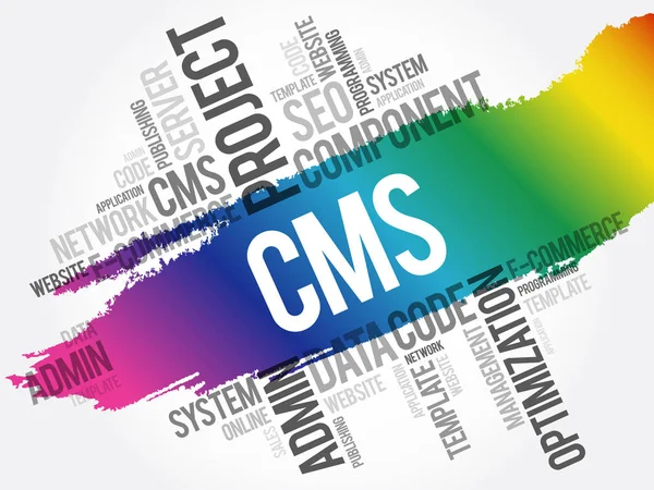 Cms Content Management System Słowo Cloud Kolaż Biznes Koncepcja Tło — Wektor stockowy