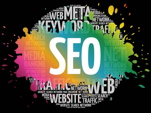 Seo Search Engine Word Cloud Business Concept — стоковый вектор