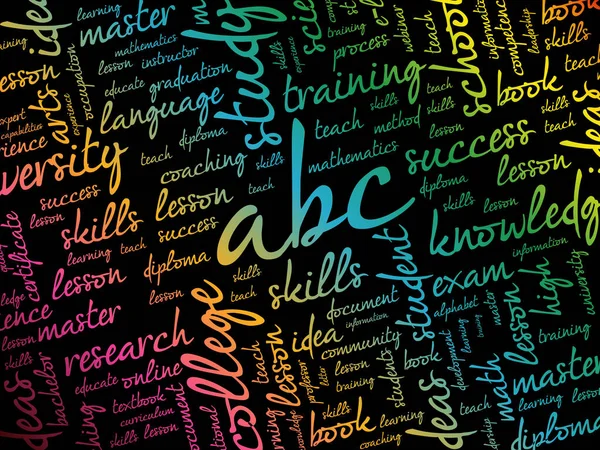 Abc Wort Wolke Collage Bildungskonzept Hintergrund — Stockvektor