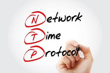 NTP - ağ zaman Protokolü marker, kısaltma iş kavramı ile yazma el
