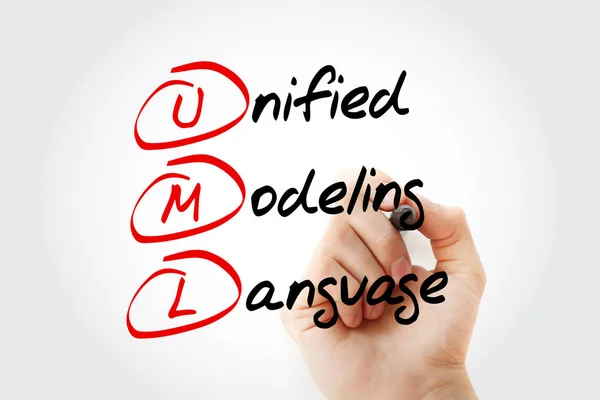 Handschrift Uml Vereinheitlichte Modellierungssprache Akronym Mit Marker Konzepthintergrund — Stockfoto