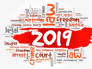 2019 hukuk kelime bulutu kolaj, iş kavramı arka plan