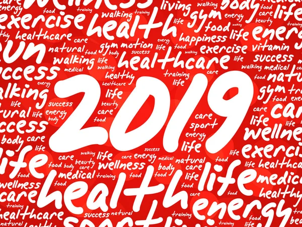 2019 health and life goals word cloud, concept background