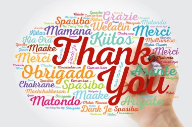 Teşekkür ederim Word Cloud tüm dillerde marker ile yazma el