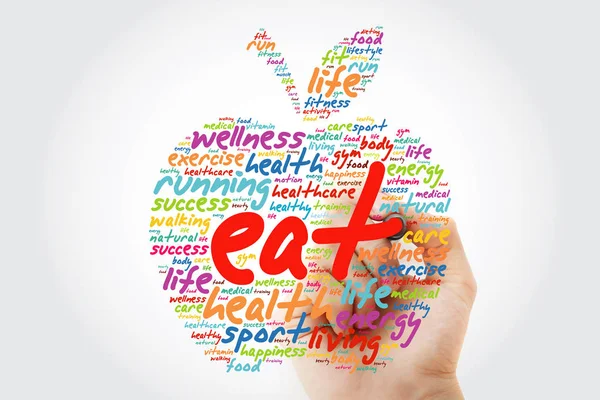 Eten Apple Word Cloud Met Marker Gezondheid Concept Achtergrond — Stockfoto