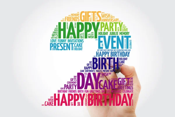 Happy 2Nd Birthday Word Cloud Collage Marker — Stock Photo, Image