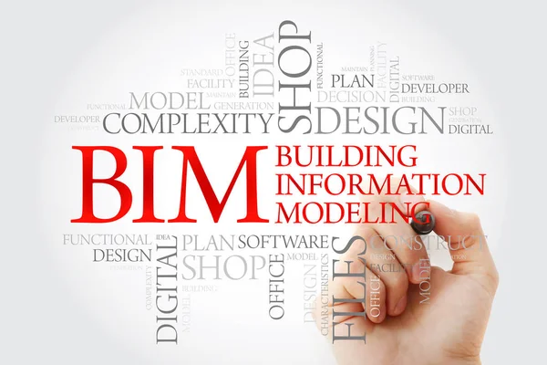 Hand writing BIM - building information modeling word cloud with marker, business concept