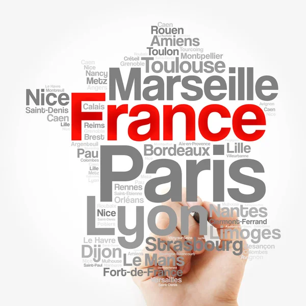 Liste Des Villes Villages France Map Word Cloud Collage Business — Photo