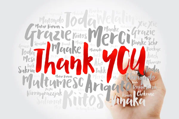 Thank You Word Cloud All Languages Marker Concept Background — Stock Photo, Image
