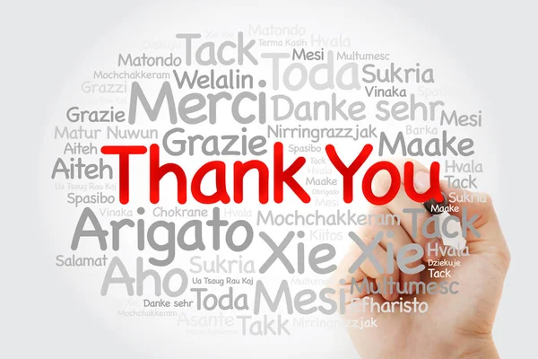 Thank You Word Cloud All Languages Marker Concept Background — Stock Photo, Image