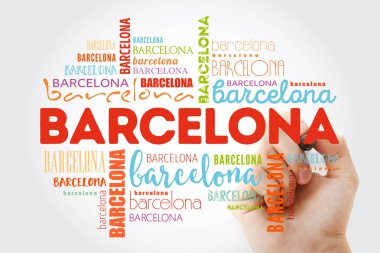 Marker, seyahat kavramı arka plan ile Barcelona duvar kağıdı kelime bulutu