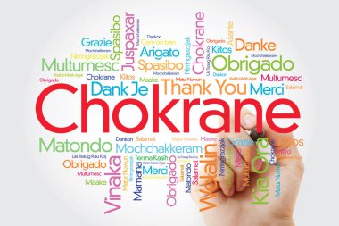 Chokrane (Arapça - Orta Doğu, Kuzey Afrika teşekkür ederim) Word Cloud marker, tüm dilleri ile