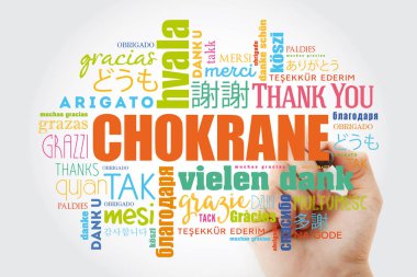 Chokrane (Arapça - Orta Doğu, Kuzey Afrika teşekkür ederim) Word Cloud marker, tüm dilleri ile