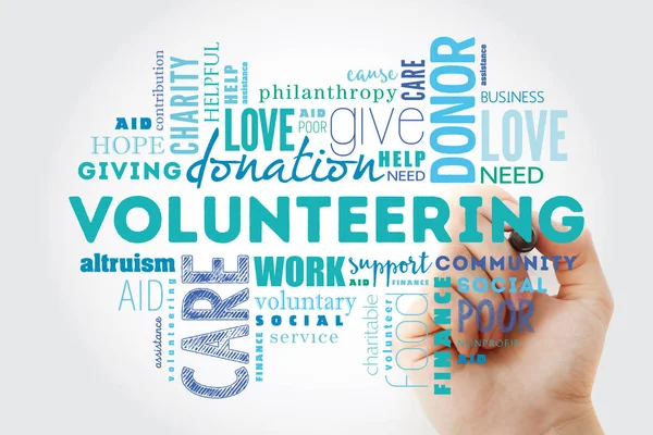 Volunteering Word Cloud Collage Marker Social Concept Background — Stock Photo, Image