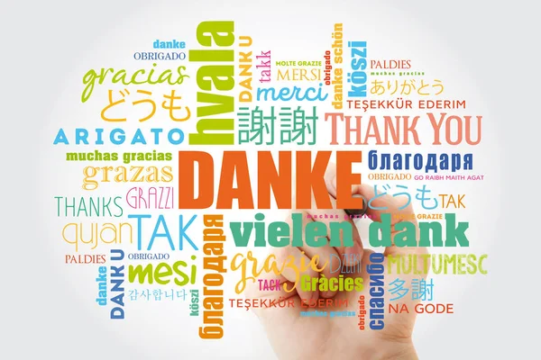 Danke Teşekkür Ederim Almanca Kelime Bulutu Marker Tüm Dilleri Ile — Stok fotoğraf