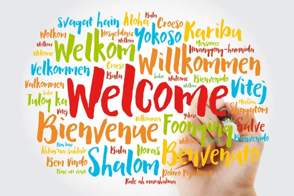 Welcome Word Cloud Different Languages Marker Conceptual Background — Stock Photo, Image