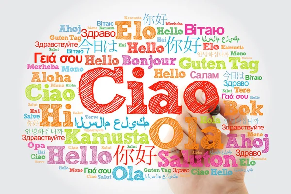 Ciao Hello Greeting Italiano Nube Palabras Diferentes Idiomas Del Mundo —  Fotos de Stock