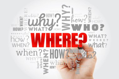 Soru - ne zaman, hangi, hangi, nerede, neden, nasıl, iş kavramı marker ile