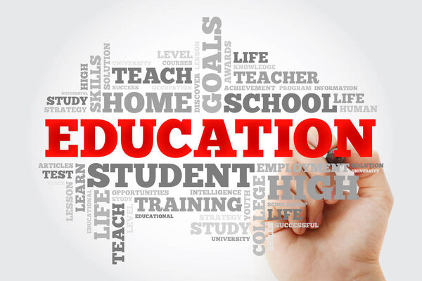 Слово "облачный" коллаж с маркером, концепция фона
