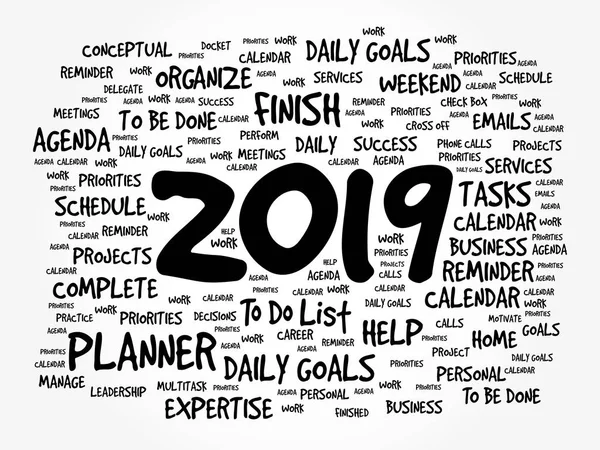 2019 Goals Word Cloud Business Concept Background — Stock Vector