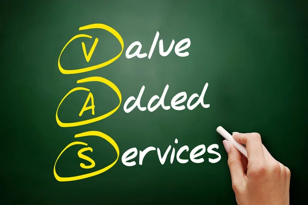 Vas Value Added Services Acroniem Business Concept Schoolbord — Stockfoto