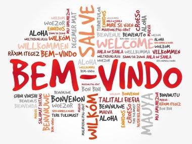 Bem-Vindo (Portekizce Hoşgeldiniz) sözcük bulutu farklı dillerde, kavramsal arka planda