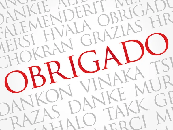 Obrigado Σας Ευχαριστώ Στα Πορτογαλικά Word Cloud Background Όλες Γλώσσες — Διανυσματικό Αρχείο