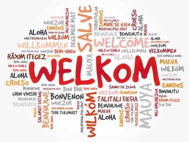 Welkom (Afrikanca Hoşgeldiniz) farklı dillerde kelime bulutu, kavramsal arka plan