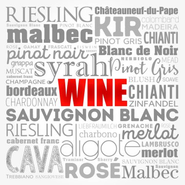 WINE VARIETALS Kolaj kelime türü, kavram arka planı