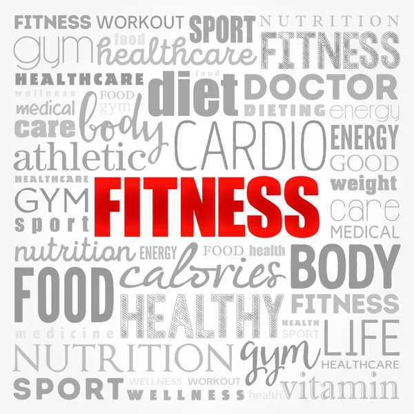 Fitness Word Cloud Collage Health Concept Background — Stock Vector