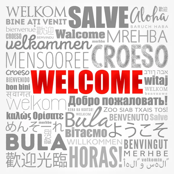 Welcome Word Cloud Different Languages Conceptual Background — Stock Vector