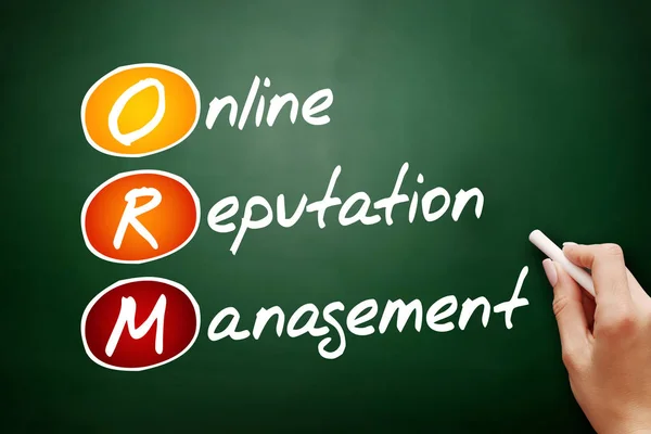 ORM - Online Reputation Management, acronym business concept on blackboard