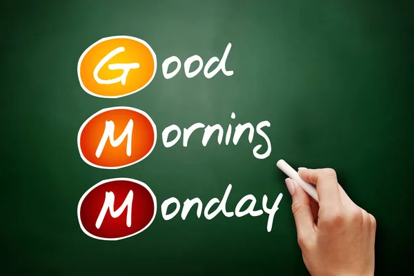 Gmm Dzień Dobry Poniedziałek Koncepcja Akronimu Tablicy — Zdjęcie stockowe