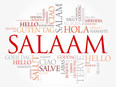 SALAAM (Farsça Merhaba, Farsça) dünyanın farklı dillerinde kelime bulutu, arka plan kavramı