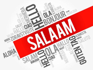 SALAAM (Farsça Merhaba, Farsça) dünyanın farklı dillerinde kelime bulutu, arka plan kavramı