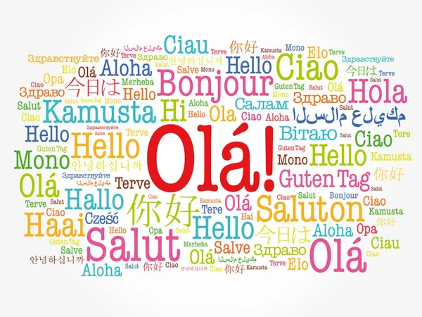 Ола Привіт Привітання Португальською Мовою Слово Хмара Різних Мовах Світу — стоковий вектор