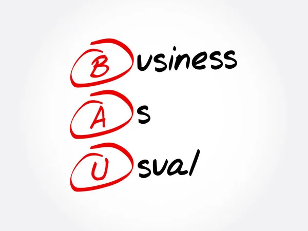 Bau Business Usual Acroniem Achtergrond Bedrijfsconcept — Stockvector