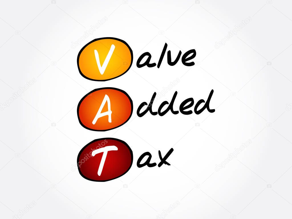 VAT - Value Added Tax, acronym business concept background