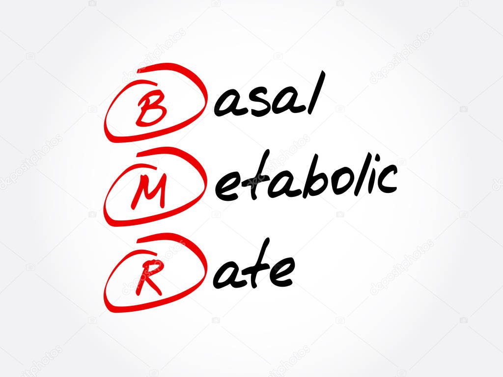 BMR - Basal Metabolic Rate acronym, concept background