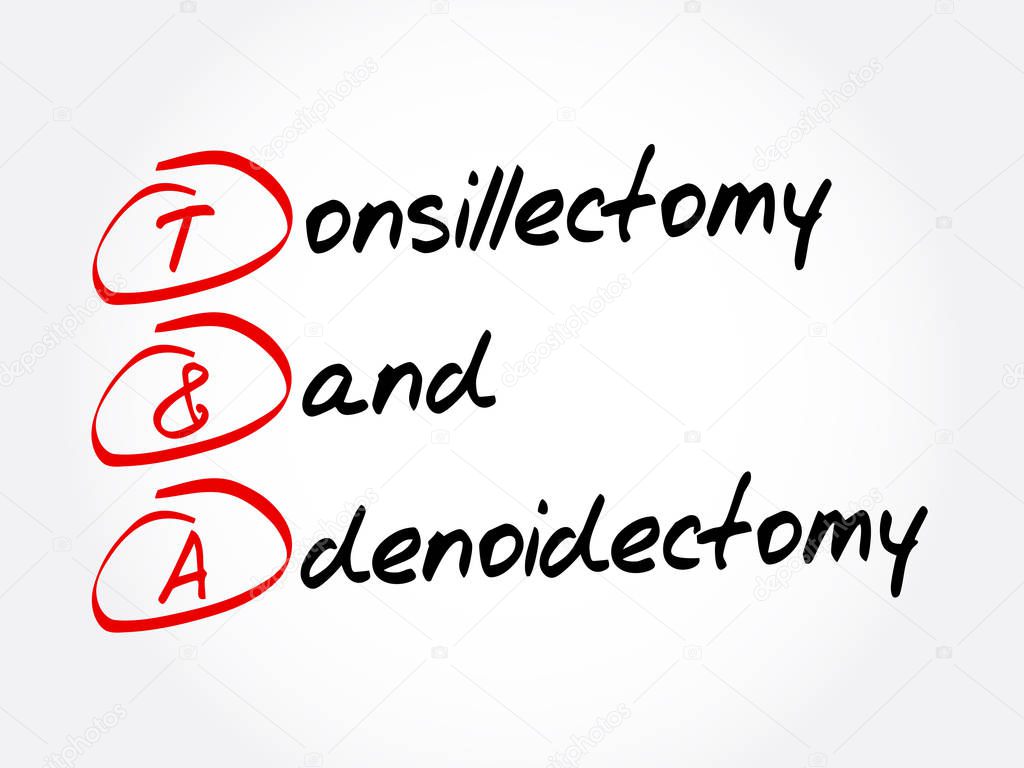 T&A - Tonsillectomy and Adenoidectomy acronym, concept background