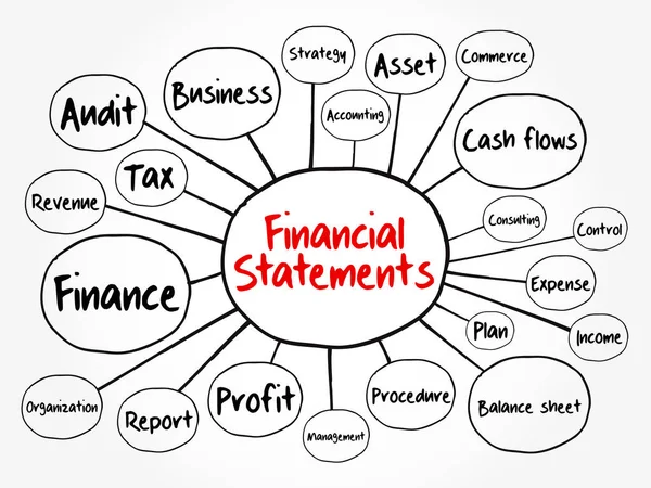 Mapa Mental Estados Financieros Diagrama Flujo Concepto Negocio Para Presentaciones — Archivo Imágenes Vectoriales