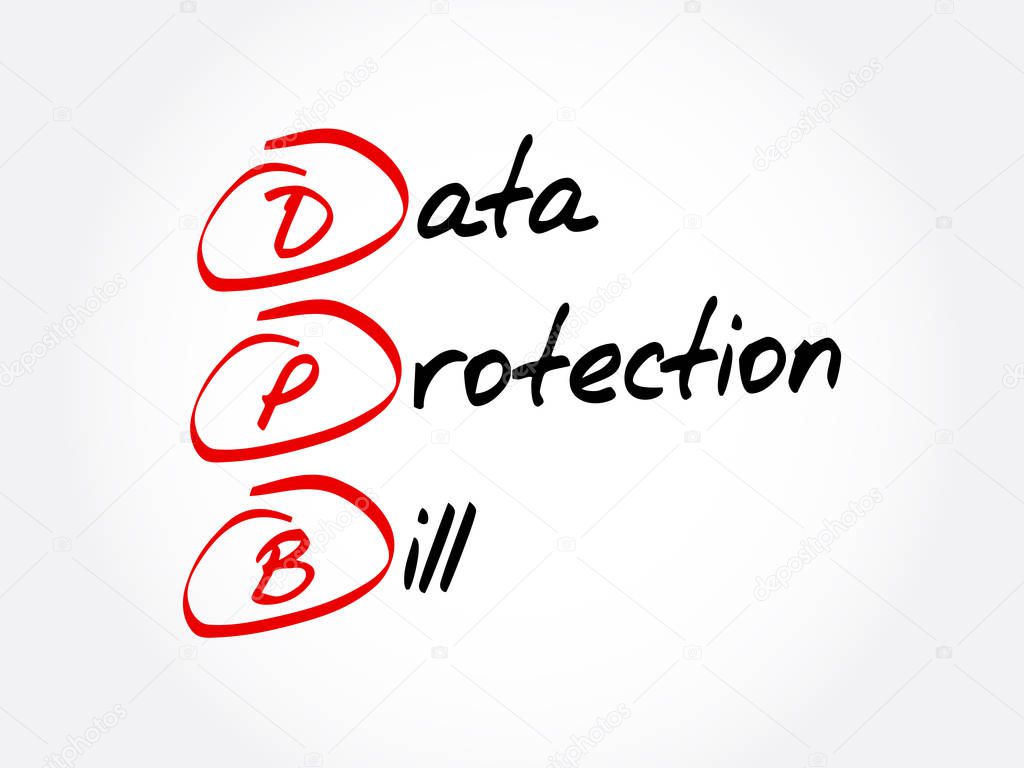 DPB - Data Protection Bill acronym, technology concept background