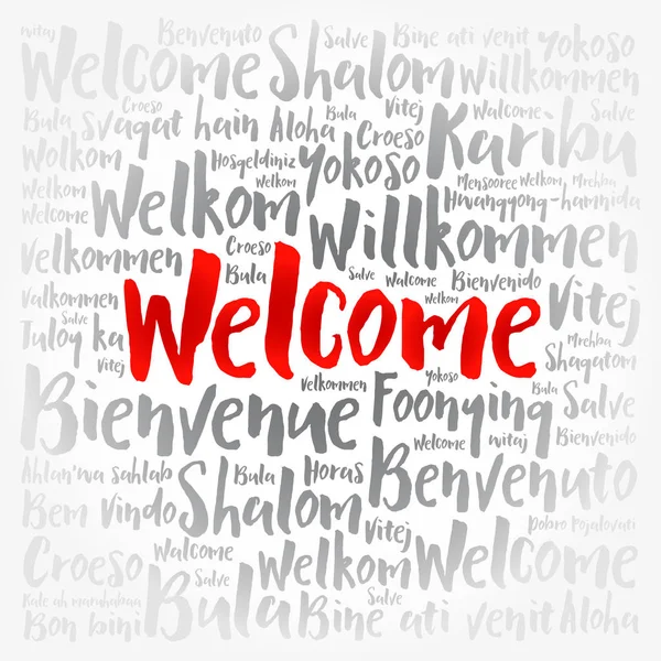 Farklı dillerde kelime bulutu, kavramsal arka plan hoş geldiniz