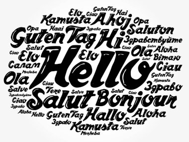 Merhaba kelime bulut dünyanın farklı dillerinde, arka plan konsepti