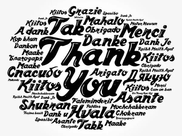 Tack Word Cloud Bakgrund Alla Språk Flerspråkig För Utbildning Eller — Stock vektor