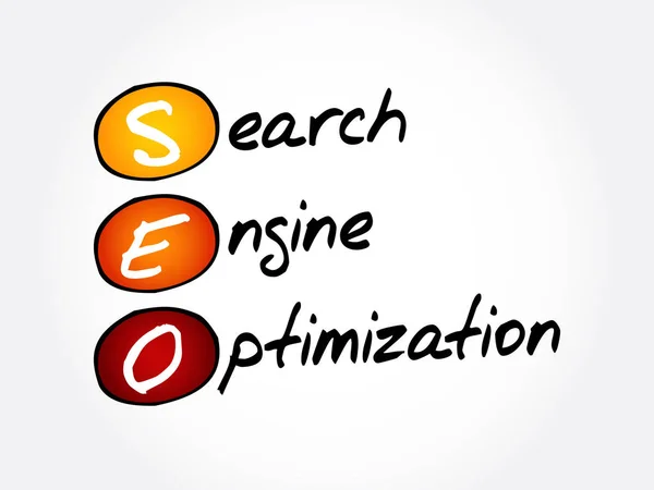 Seo Search Engine Optimization Acronyme Arrière Plan Concept Entreprise — Image vectorielle