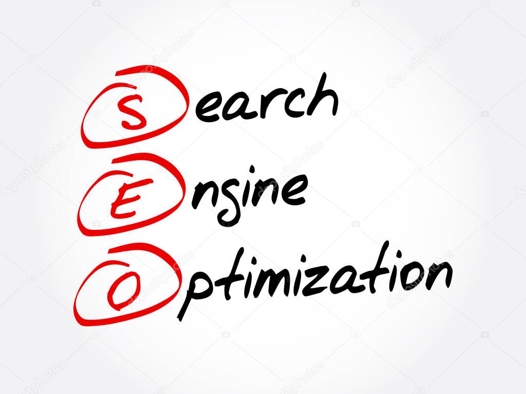 SEO - Search Engine Optimization acronym, business concept background