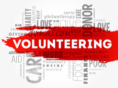 Gönüllü kelime bulut kolajı, sosyal konsept arka plan