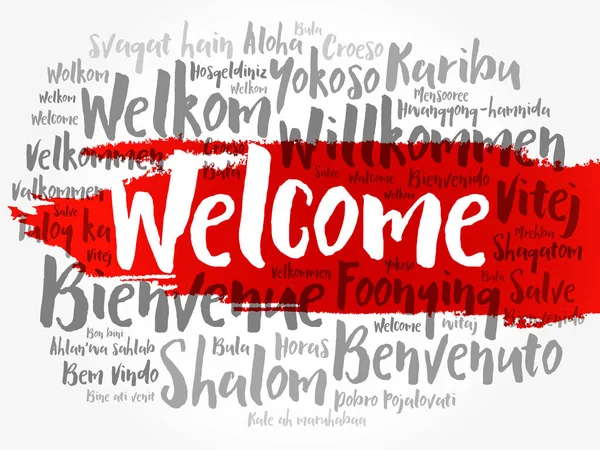 Welcome Word Cloud Dalam Bahasa Yang Berbeda Latar Belakang Konseptual - Stok Vektor